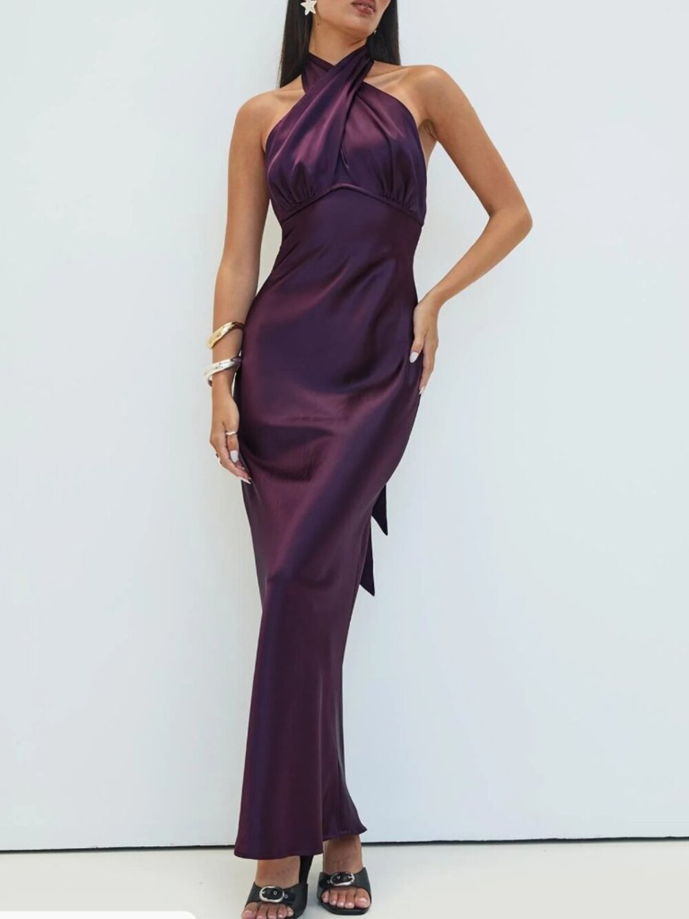 Princess Polly Rosaminta Halter Maxi Dress Plum US 0
